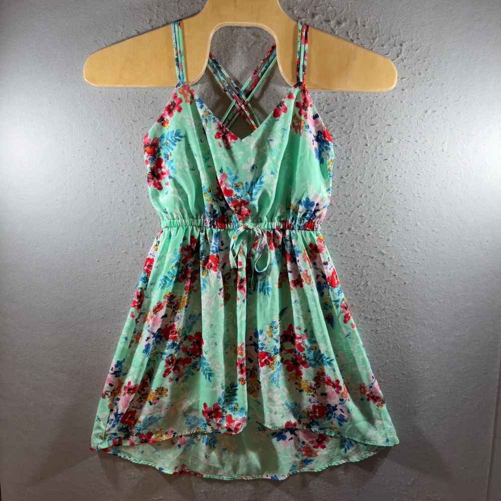 1615 | BeBop Floral High-Low Summer Sundress Mint Green Womens L